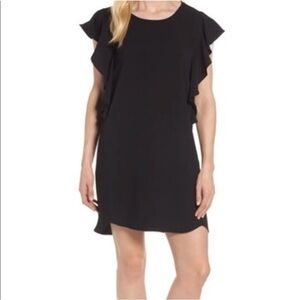 Bobeau Ruffle Sleeve Black Sheath Dress Size Medium